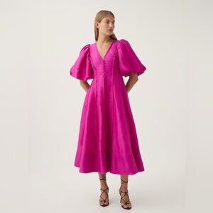 Aje Puff Sleeve Midi Dress US 10